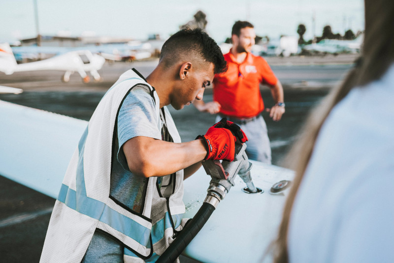 fueling an airplane on the ramp with FBO Director